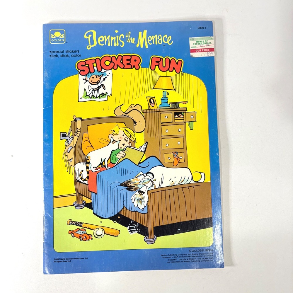 Vintage 1987 Dennis the Menace Sticker Fun Activity Book Golden 2330-1 Unused